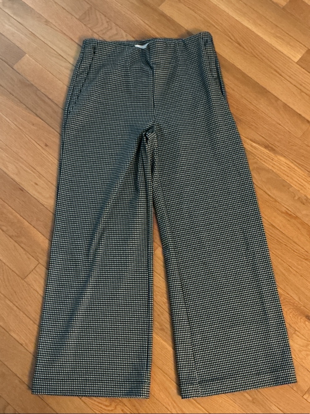LOFT petite Black and White Houndstooth Wide-Leg Pants